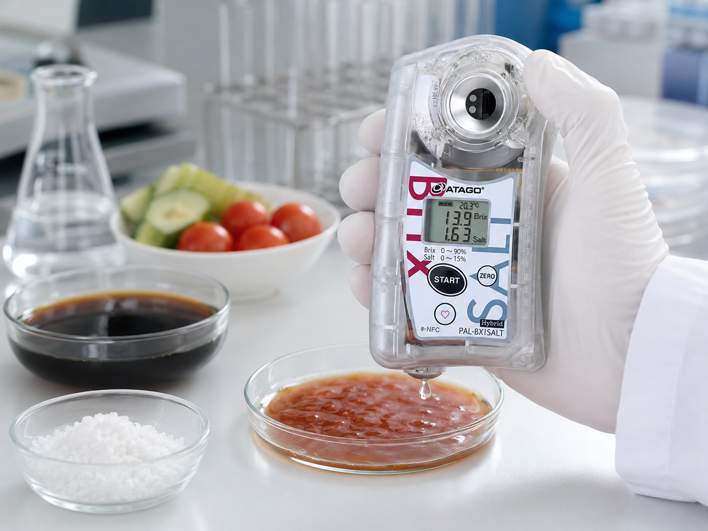 Atago PAL-BX/SALT refractometer for Brix and salt testing